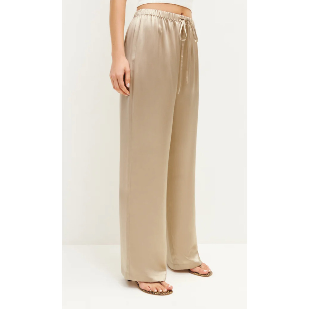 Reformation Olina Silk Pant Sand Tan Small